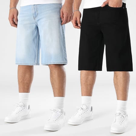 LBO - Lot De 2 Shorts Jean Baggy 3601 3596 Bleu Denim Noir